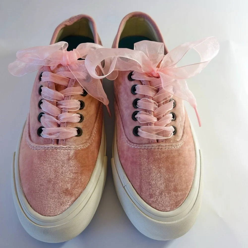 SeaVees for J.Crew Legend Sneakers Pink Velvet with Ribbon Laces LIMITED EDITION